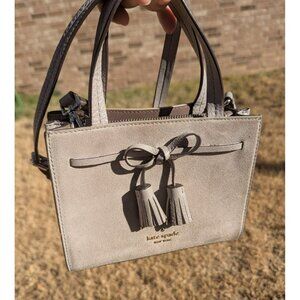 Kate Spade New York Hayes Suede Satchel Crossbody Gray Silver WKRU6036